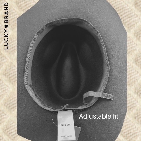 LUCKY BRAND (NWT) 100% WOOL Gold-Charm-Accented Band Black Wide Brim Ranger Hat - Picture 11 of 16